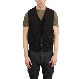 MASNADA Mens Utility Vest with Multiple Pockets Men BLACK Vests